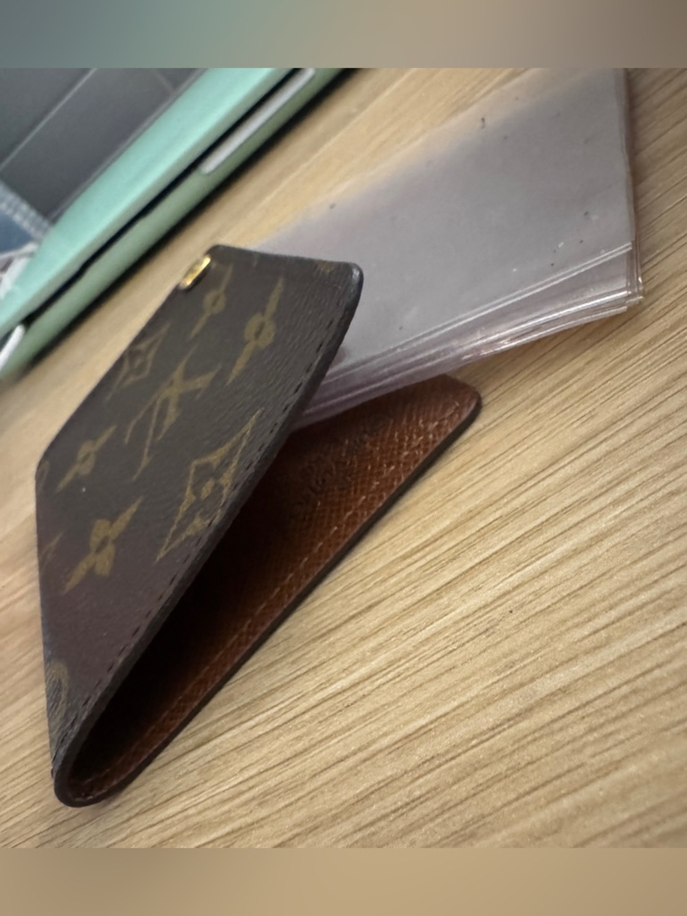 Louis Vuitton Monogram Card Holder Photo Sleeve Wallet Vintage Made in France - Picture 9 of 10